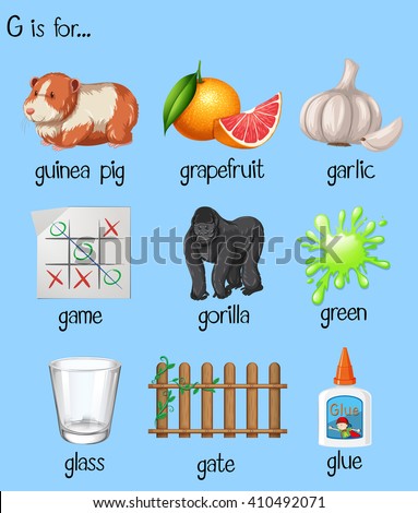 Many Words Letter G Illustration Stock Vector 410492071 - Shutterstock