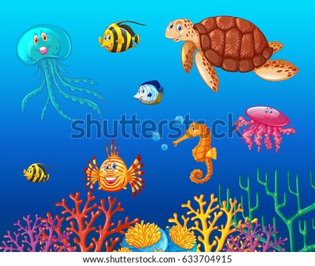 Marine Life Stock Vector 80042584 - Shutterstock