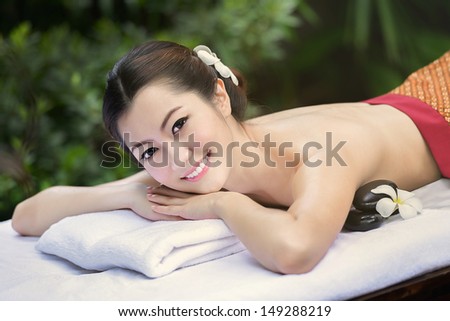 Beautiful Asian girl and spa