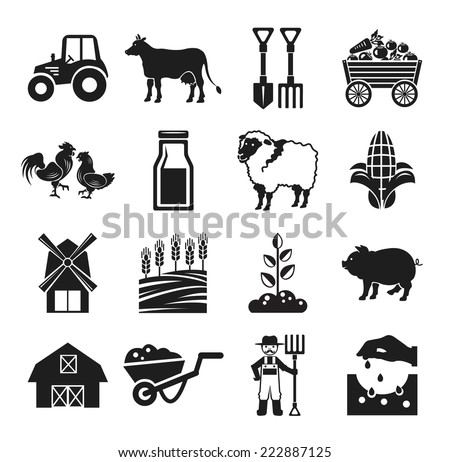 Set Farm Icons Farm Animals Food Stock Vector 150622706 - Shutterstock