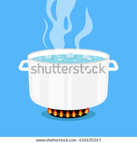 Boiling Water Pan White Cooking Pot Stock Vector 626630267 - Shutterstock