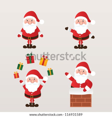 Set of Santa Claus. vector illustration.