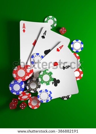 Poker with dice and cards baccarat crystal buddha