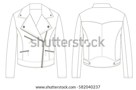 Female Technical Sketch Leather Jacket Stock Illustration 582040237