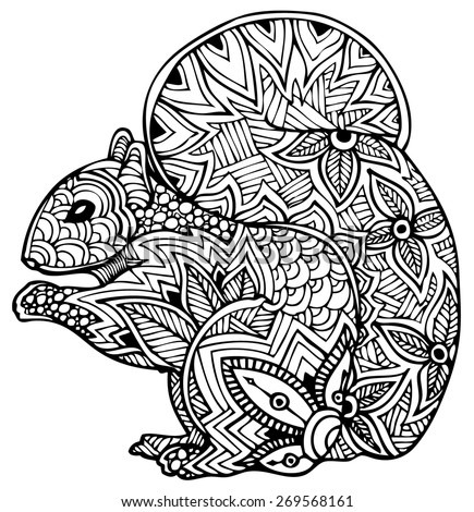 Zentangle Style Vector Squirrel