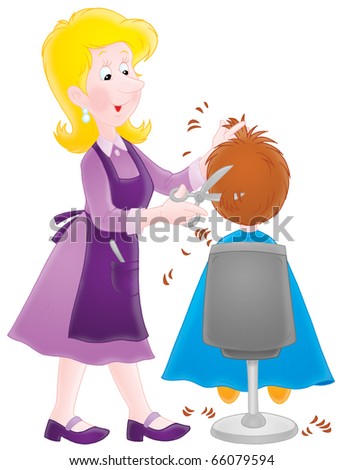 Funny Cartoon Hairdresser Makes Woman Stylish Stock Vector 344317889 ...