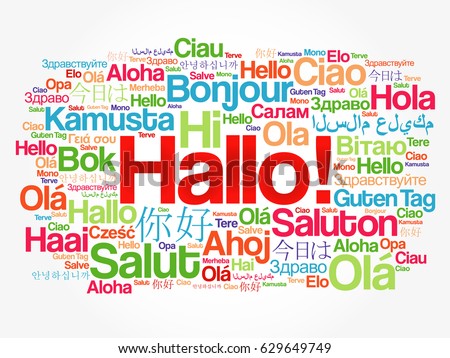 Hello Word Cloud Different Languages World Stock Vector 