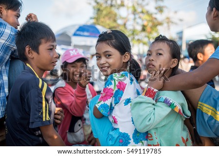 Soc Trang, Vietnam - November 13, 2016: Local kids in Soc Trang, November 13, 2016, Vietnam.