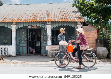 Soc Trang, Vietnam - November 13, 2016: Local people in Soc Trang, November 13, 2016, Vietnam.