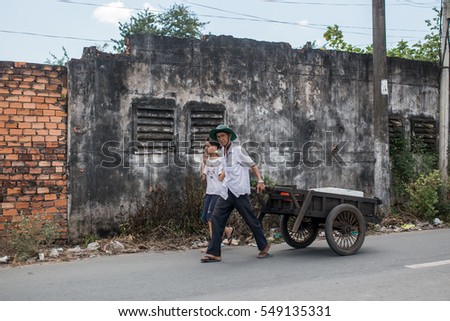 Soc Trang, Vietnam - November 13, 2016: Local people in Soc Trang, November 13, 2016, Vietnam.