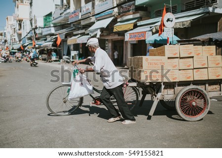 Soc Trang, VIETNAM - November 14, 2016: Local people in Soc Trang on November 14, 2016, Vietnam.