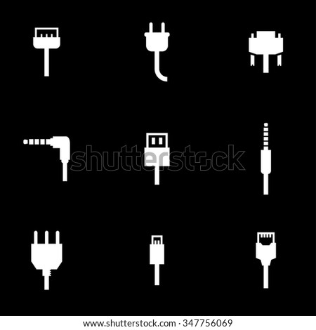 Cable Wire Computer Plug Icons Set Stock Vector 261677258 - Shutterstock