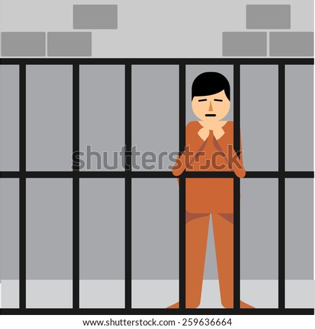 Sad Young Man Jail Illustration Jailed Stock Vector 259636664 ...