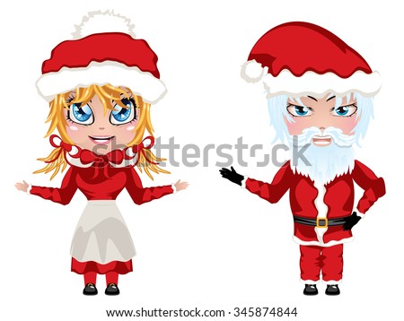 Cute Cartoon Santa Mrs Claus Red Stock Vector 345874844 - Shutterstock