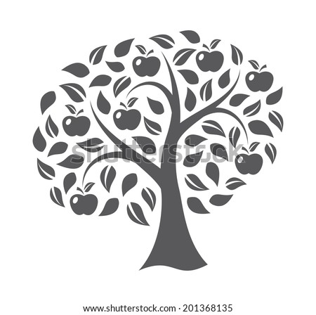 Black Silhouette Apple Tree Isolated On Stock Illustration 101952766 ...