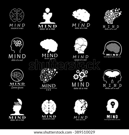 Vector Illustration Brain Designs Badges These Stock Vector 129052730 ...