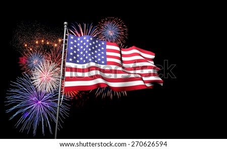 fireworks with american flag