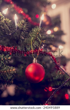 Red Gold Christmas Baubles On Background Stock Photo 61167298