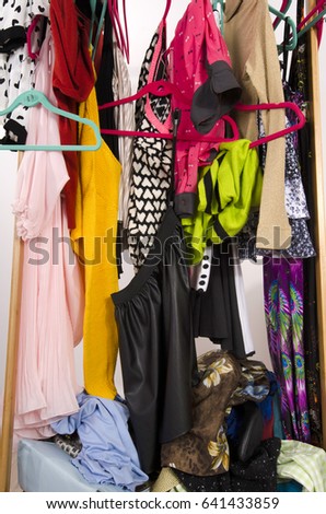 Messy Closet Overfilled Colorful Woman Clothes Stock Photo 27934015 ...