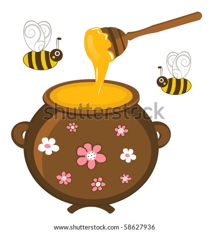 Honey Cute Honey Bee Illustration On Stock Illustration ...
