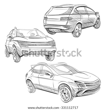 Hand Drawn Sketch Car Abstract Vector Stock Vector 331112717 - Shutterstock