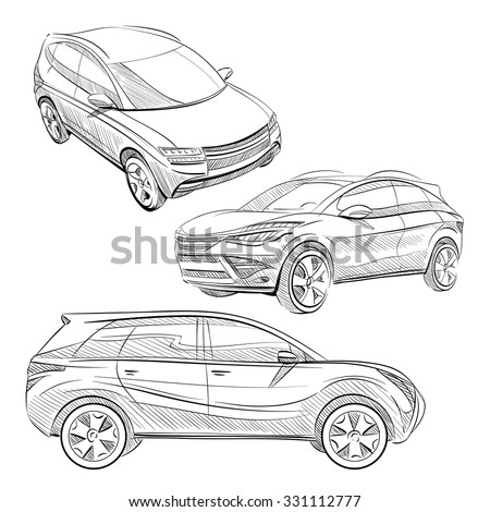 Hand Drawn Sketch Car Abstract Vector Stock Vector 331112777 - Shutterstock