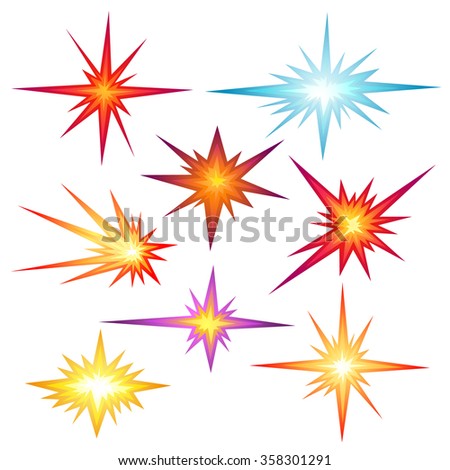 Star Bursting Boomcomic Book Explosion Set Stock Vector 358301291 ...