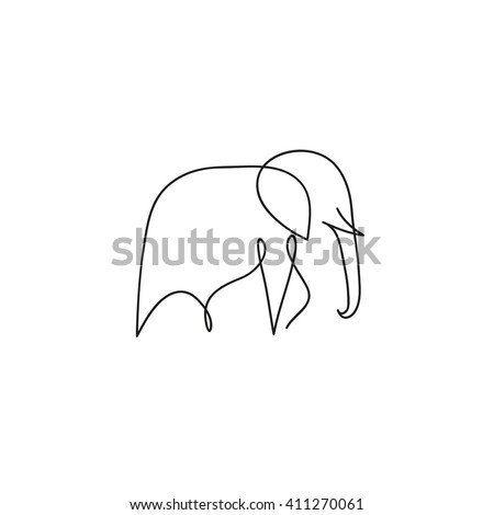 One line elephant design silhouette. Hand drawn minimalism style vector illustration