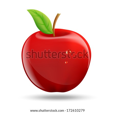 drawing a red apple on a white background