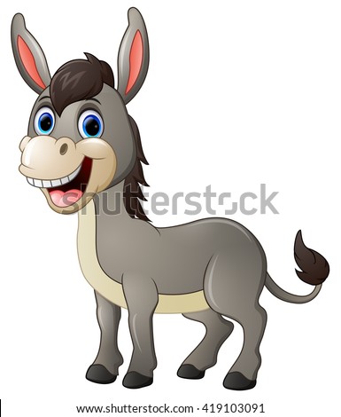 Cartoon Donkey Smile Happy Stock Vector 273214055 - Shutterstock