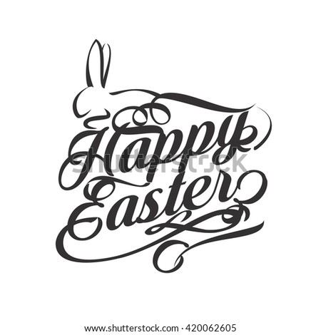 Happy Easter Bunny Hand Lettered Quote Stock Vector 586200125 - Shutterstock