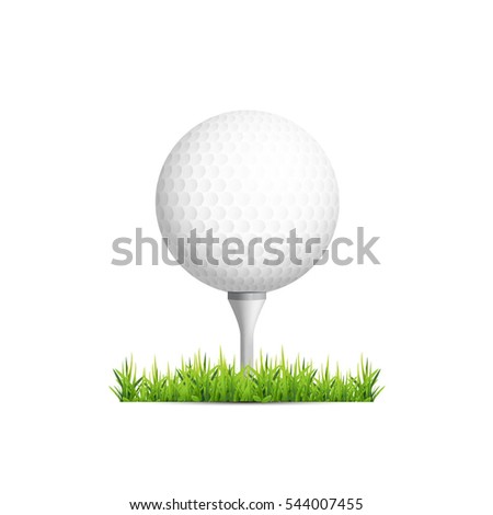 Golf ball on grass. Vector design.