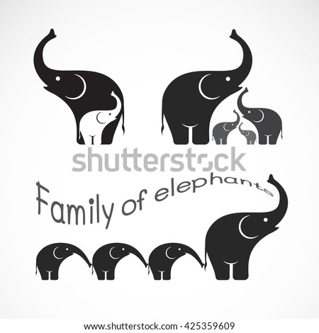 Vector image of family elephants on white background, Wild Animals, Vector illustration. elephants icon.