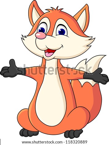 Funny fox cartoon - stock vector