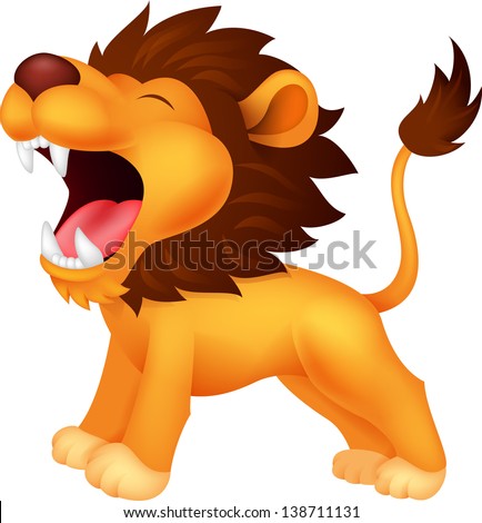 Cute Lion Cartoon Roaring Stock Vector 138711131 - Shutterstock