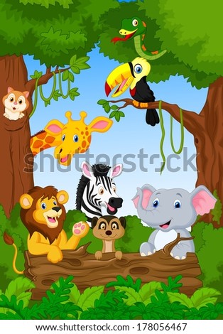 Cute African Safari Animal Cartoon Characters Stock Illustration ...