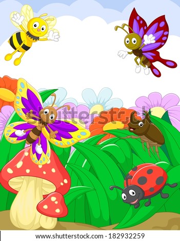 Cute Cartoon Butterflies Vector Illustration Simple Stock Vector