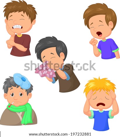 Boy Sick Cartoon Collection Stock Vector 197232881 - Shutterstock