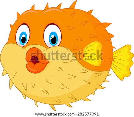 Cartoon Funny Puffer Fish Isolated On Stock Vector 338081012 - Shutterstock