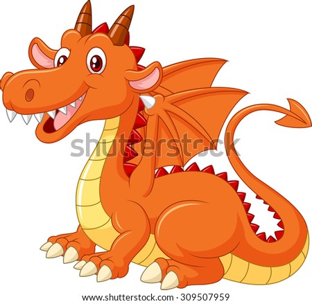 Illustration Cute Cartoon Baby Dragon Pointing Stock Vector 64084735 ...