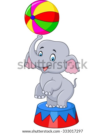 Cartoon Baby Elephant Circus Isolated On Stock Vector (Royalty Free ...