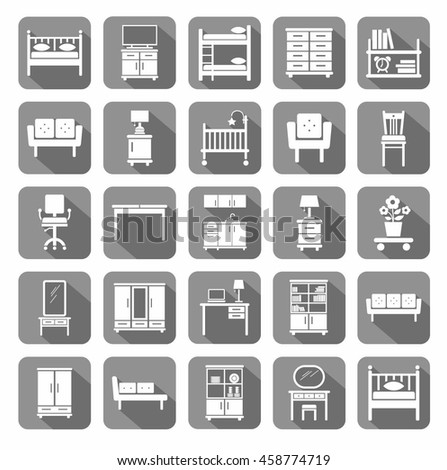Modern Furniture Icon furniture icons colored flat vector icons stock vector 458824549 Modern Furniture Icon furniture icons colored flat vector icons stock vector 458824549