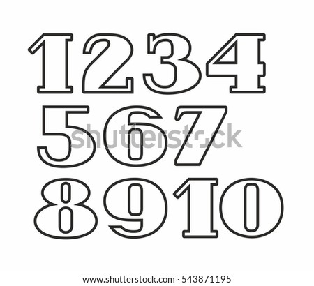 numbers blue stroke transparent fill image vectorielle