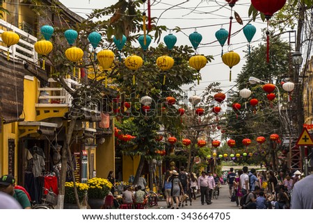 In the streets of Hoi An Vietnam at daytime