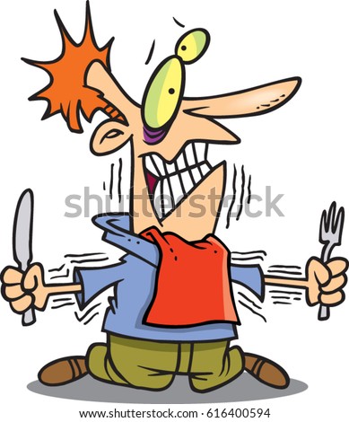 Cartoon Man Who Very Hungry Stock-vektorgrafik 616400594 - Shutterstock