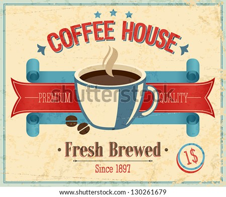 Retro Vintage Coffee Background Typography Stock Vector 99486926 ...