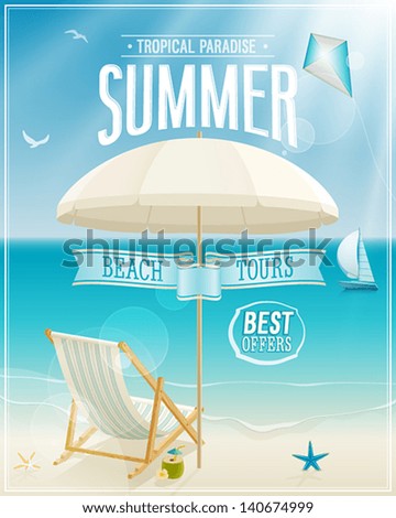 Summer tropical poster. Vector background.