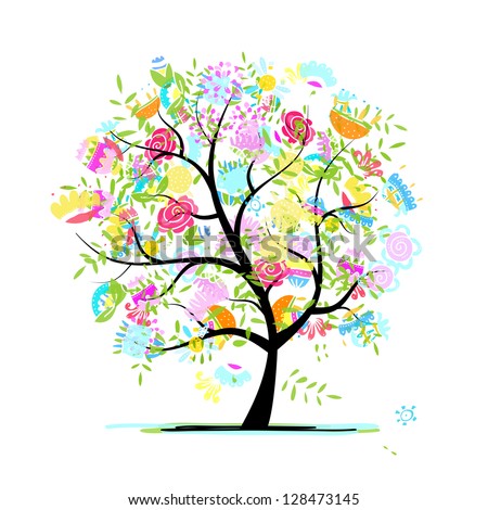 Flower Tree Stock Vector 69304351 - Shutterstock