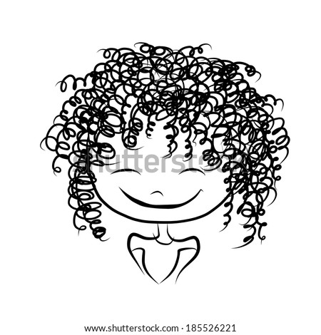 Cute girl smiling, sketch for your design