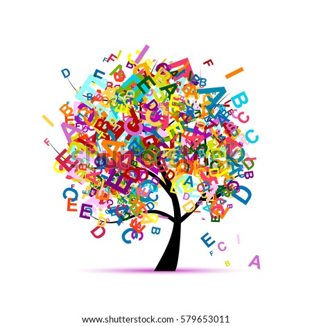 stock vector tree letter concept english vector 579653011